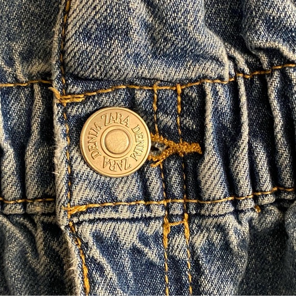 Zara Paper-bag High Waisted Tapered Blue Denim Jeans Size M Join Life Boho - Picture 9 of 11